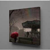 Resim Atlı Karınca Ve Kırmızı Şemsiyeli Çocuk Temalı Kanvas Tablo 