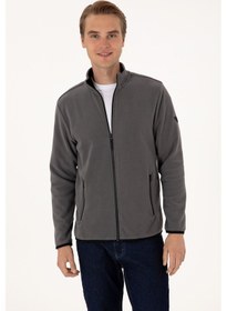 Resim U.S. Polo Assn. Erkek Regular Fit Gri Polar Örme Hırka 50313779-VR024 