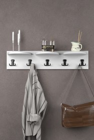 Resim ilkal Askılık Duvar Elbise Askılığı Portmanto 80 Cm Beyaz 
