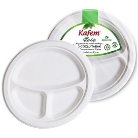 Resim Kafem Ekolojik 3 Gözlü Karton Tabak 22 Cm 25 Li X 40 Paket Koli 