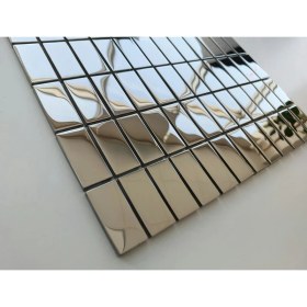 Resim MozaiKristaL Mutfak Tezgah Arası ve Iç Dekorasyon Için 23X48 Mm, 30X30 cm Fileli Gümüş Inox Kristal Cam Mozaik 