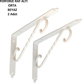 Resim Ferforje Raf Altı, Orta, Beyaz, Vidalar Dahil, 2 Adet 