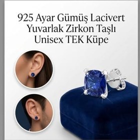 Resim 925 Ayar Gümüş Lacivert Zirkon Taşlı Çivi Küpe Unisex Minimal Küpe 3mm 4mm 5mm 6mm 7mm Parlak Taş Hassas Kulaklara Uygun Klipsli Tek Çift Seçenekli Unisex Günlük Kombin 