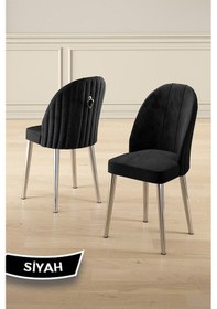 Resim Canisa Edaf Serisi 80x132 Açılabilir Siyah Mermer Desen Mutfak Masa Takımı 6 Siyah Sandalye Krom Detay Masa Siyah Mermer Desen Sandalye Siyah Krom Ayak 