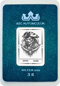 Resim Jack Sparrow Temalı 999 Ayar Gümüş İle Tasarlanmış Hediyeye Özel 5 Gram Gümüş Külçesi-732 