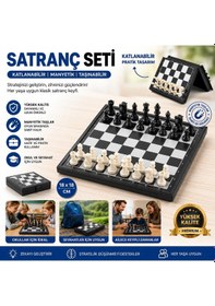 Resim Mini Katlanabilir Manyetik Satranç Takımı 18 Cm Taşınabilir Seyahat& Okul Satranç Seti Cep Çanta Boy 
