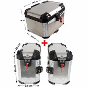 Resim GP KOMPOZİT Universal 57+40+40 lt Alüminyum Motosiklet Çanta Seti Gri 