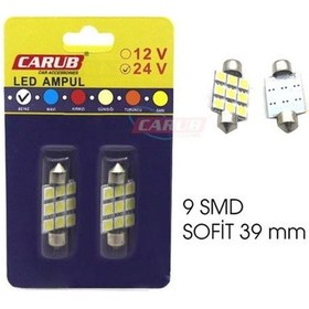 Resim Carub Ampul 12v 9led Sofit Smd 39mm Beyaz 