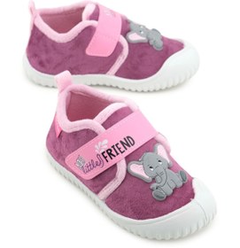 Resim Gezer Kız Çocuk Kışlık Tek Cırt Cırtlı Ayarlanabilir Rahat Taban Ev, Bahçe, Okul,Kreş Panduf Ayakkab 