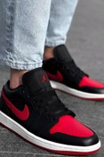 Resim Nike Air Jordan 1 Low Reverse Leather Black Red Toe (W)hakiki Deri Erkek Spor Ayakkabı Siyah Kırmızı 