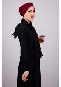 Resim Hürrem Bone Bordo Pratik Hazır Geçmeli Tesettür Bone Petekli Büzgülü 1204E_16 Bordo 