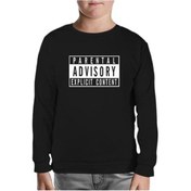 Resim Parental Advisory Explicit Content Siyah Çocuk Sweatshirt Siyah 