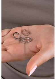Resim 925 Ayar Gümüş Taşlı Tam Tur Halka Küpe 13mm Gümüş 