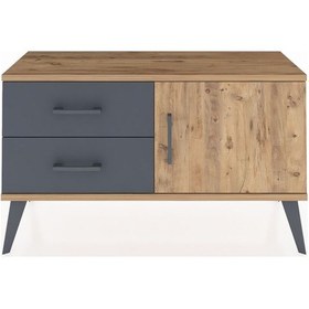 Resim Arges Şifonyer Tek Raflı 2 Çekmeceli Tek Kapaklı 88x30x48 Çam-çam/antrasit Çam/antrasit 