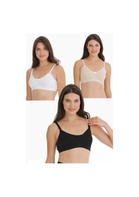 Resim Parlingerie 3lü Hamile Emzirme Sütyeni Dantelli Kapsız Siyah-beyaz-ten Siyah - Beyaz - Ten 