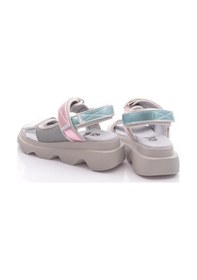 Resim Dgn 3527 Kadin Leopar Desenli Kalin Taban Sandalet Gri Metalik 