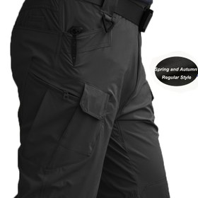 Resim Erkek Çok Cepli İş Pantolonu - Esnek Nefes Alabilen Kumaş ile Ayarlanabilir Bel ve Fermuar Tasarımı, Makinede Yıkanabilir Normal Kalıp Yumuşak Kapşon Pantolon, Açık Hava Rahat ve Dayanıklı İş Giyim, İş Pantolonu, Çok Yönlü Giyim, Fonksiyonel Cep 