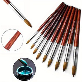 Resim Boyut 2-24 Kolinsky Akrilik Tırnak Fırçası Kaliteli Nail Art Taklit Vizon Fırça Ahşap Saplı Jel Yapıcı Manikür Fırçası Çizim Araçları 
