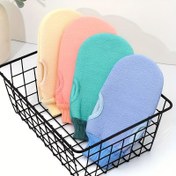 Resim 3'lü Soyucu Banyo Eldivenleri, Çift Taraflı Dokulu Polyester Ovmalı Eldivenler, Kalınlaşmış Tırnak Etleri Giderici Duş Eldivenleri Parmak Açıklığı ile Derin Temizlik için Kokusuz 