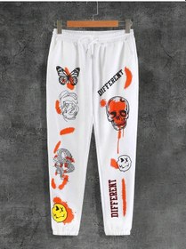 Resim Skull Letter Graphic Drawstring Waist Eşofman Altı Beyaz 