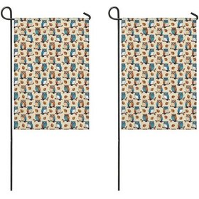 Resim Baykuş 2'li Çift Taraflı 12x18inch Bahçe Bayrağı, Dış Mekan-a2 12+ 