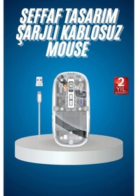 Resim Sessiz Tıklama Çift Modlu Bluetooth Ve Alıcı Şeffaf Mouse Fare 06332412 