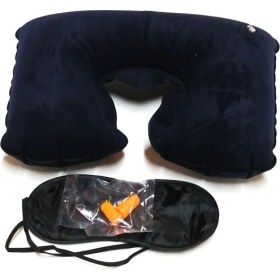 Resim Modauyum Şişme Boyunluk Uyku Göz Bandı Kulak Tıkacı 3’lü Seyahat Seti 