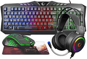 Resim Rampage KM-404 ARGENTI Rainbow Aydınlatmalı USB Gaming Combo Q Klavye + Kulaklık + Mouse + Mousepad 