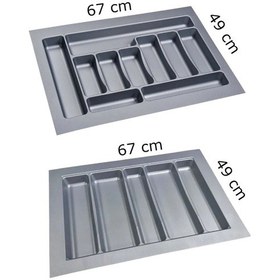 Resim Çekmece Içi Düzenleyici Kaşıklık Ve Kepçelik 67x49 Cm / 61x40 Cm'e Kadar Kısaltılabilir Gri 