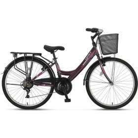 Resim Ümit 2608 Safıro Sepetli Bayan Şehir Bisikleti V 26 Jant 21 Vites Mürdüm 