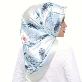 Resim 1 adet 90 * 90 cm kare sıcak şal, dış mekan eşarp, mevsimlik ince baskılı eşarp, popüler büyük mendil, modaya uygun klima odası eşarpi, pembe, sarı, göl mavisi, kadın yeni eşarp 