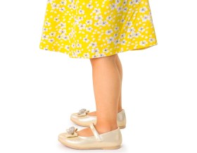 Resim Kiko Kids Papyon Taşlı Cırtlı Kız Çocuk Babet Ayakkabı 254 Vakko Altın 