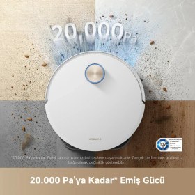 Resim Dreame Kendi Kendini Temizleyen Robot Süpürge Akıllı Robot Süpürge 20000PA Proleap 6cm Eşik Aşma Hyperstream Çift Fırça Aı Engel Algılama Sıcak Su Istasyonlu Beyaz 