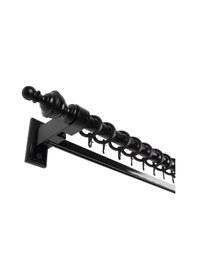 Resim Boni Modern Rustik Ahşap Rustik Perde Askısı Tek Raylı-siyah 150 Cm Siyah 