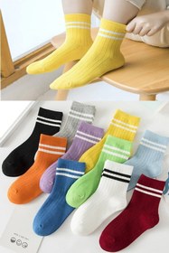 Resim BGK 10 Çift Çocuk Çember Desenli Soket Çorap -0360-çok Renkli-çocuk Klasik 