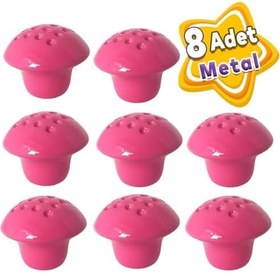 Resim Glaswen 8 Adet Pembe Noktalı Mantar Düğme Kulp Çocuk Bebek Mobilya Çekmece Dolap Kapak Kulbu Metal Kulp Aksesuarları Vidalı 
