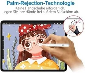 Resim m.tk moveteck iPad 10.9 10. Nesil ile Uyumlu Stylus Kalem, Palm Rejection, Eğim Özellikli, Beyaz 