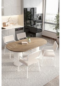 Resim Avvio Bohem Ayak 4'lü Hera Metal Sandalye 80x140 Masa Sandalye Takımı Akçaağaç 