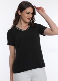 Resim ELLA CAMELIA Kadın Yaka Işlemeli Bluz 9e013 Siyah 