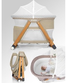 Resim Kiwi Zoody Park Yatak Ve Oyun Parkı Bebek Beşiği, Anne Yanı Beşik, Park Beşik, Sallanan Beşik -latte Renk 