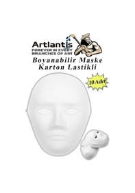 Resim Maske Boyama 19x24 Cm 10 Adet Boyanabilir Maske Karton Lastikli İnsan Yüzü Suratı Okul Sınıf Etkinlikleri Hobi 