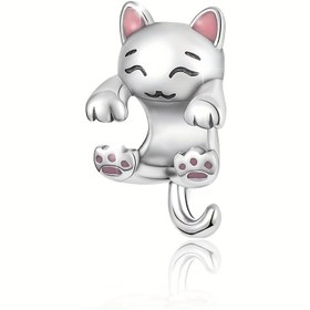 Resim S925 gümüş kaplama kedi figürlü moda charm yeni tasarım, ip DIY bileklik ve kolye takı aksesuarları, günlük kullanım ve hediye için uygun, doğum günü, tatil için mükemmel takı bileklik süsleri, hediye olarak kullanılabilir 