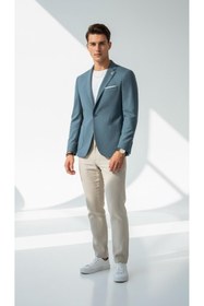 Resim Plus Scorpion Erkek Slim Fit Blazer Ceket Tek Düğmeli Çift Yırtmaçlı Torba Cepli Yarım Astarlı 