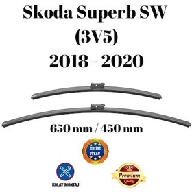 Resim Superb Superb Sw Station Wagon 3v5 2018 2019 2020 Uyumlu Ön Cam Muz Tipi Silecek Süpürgesi Seti 650/450mm Silbak 