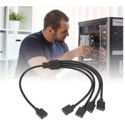 Resim Geeroyoo 5v 3 Pin Argb Bölücü Kablosu, Beyaz, 1'den 4'e, Ana-ana, Bilgisayar Kasası Cpu Soğutucusu Ve Argb Fanları İçin Led Senkronizasyon Kablosu 