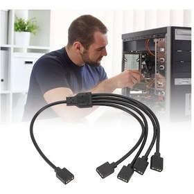 Resim Geeroyoo 5v 3 Pin Argb Çevirici Kablosu - 1'den 4'e, Ana-ana Bağlantı, Bilgisayar Kasası Cpu Soğutucusu Ve Argb Fanları İçin Led Senkronizasyon Kablosu Siyah 