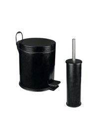 Resim Maxiflow 2'Li Tuvalet Çöp Kovası Ve Tuvalet Fırça Set - Mat Siyah 