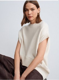 Resim Dilvin 10839 Yün Karışımlı Oversize Süveter-ekru Ekru 