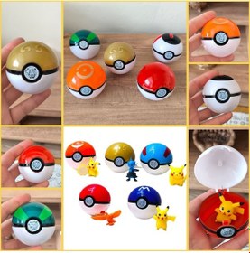 Resim Pokemon Topu Ve Pokemon Figür 1 Adet . Poketopu Ve Pokemon Figür , Pokeball Poketop 