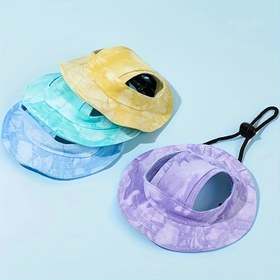 Resim 1 adet Pet Güneş Şapkası - Nefes Alabilen, Rahat, UV Koruması, Ayarlanabilir Askı, Küçük Köpekler ve Kediler İçin, Polyester %100, Orta Irk Önerisi, Kazak Stili, Örgü Kumaş 
